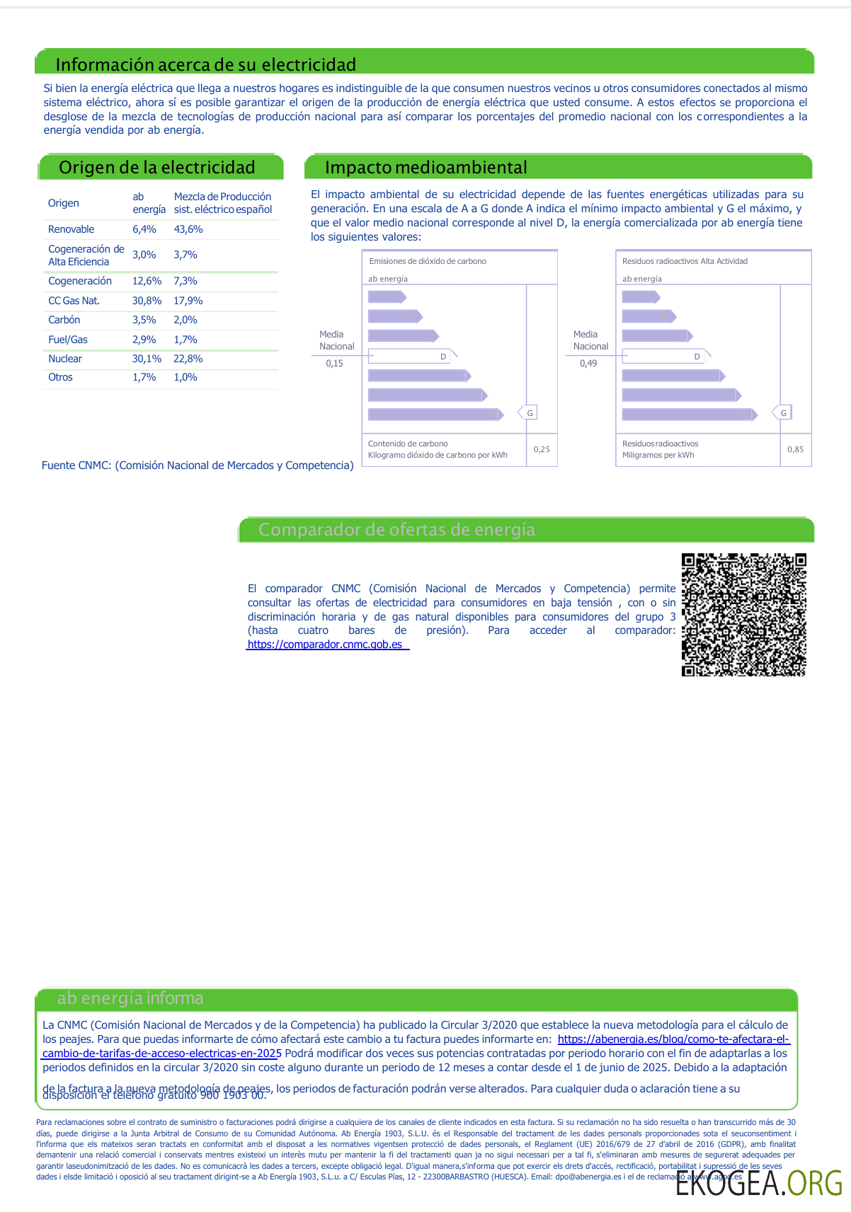Spain Abenergía utility bill template in Word and PDF formats, 3rd page